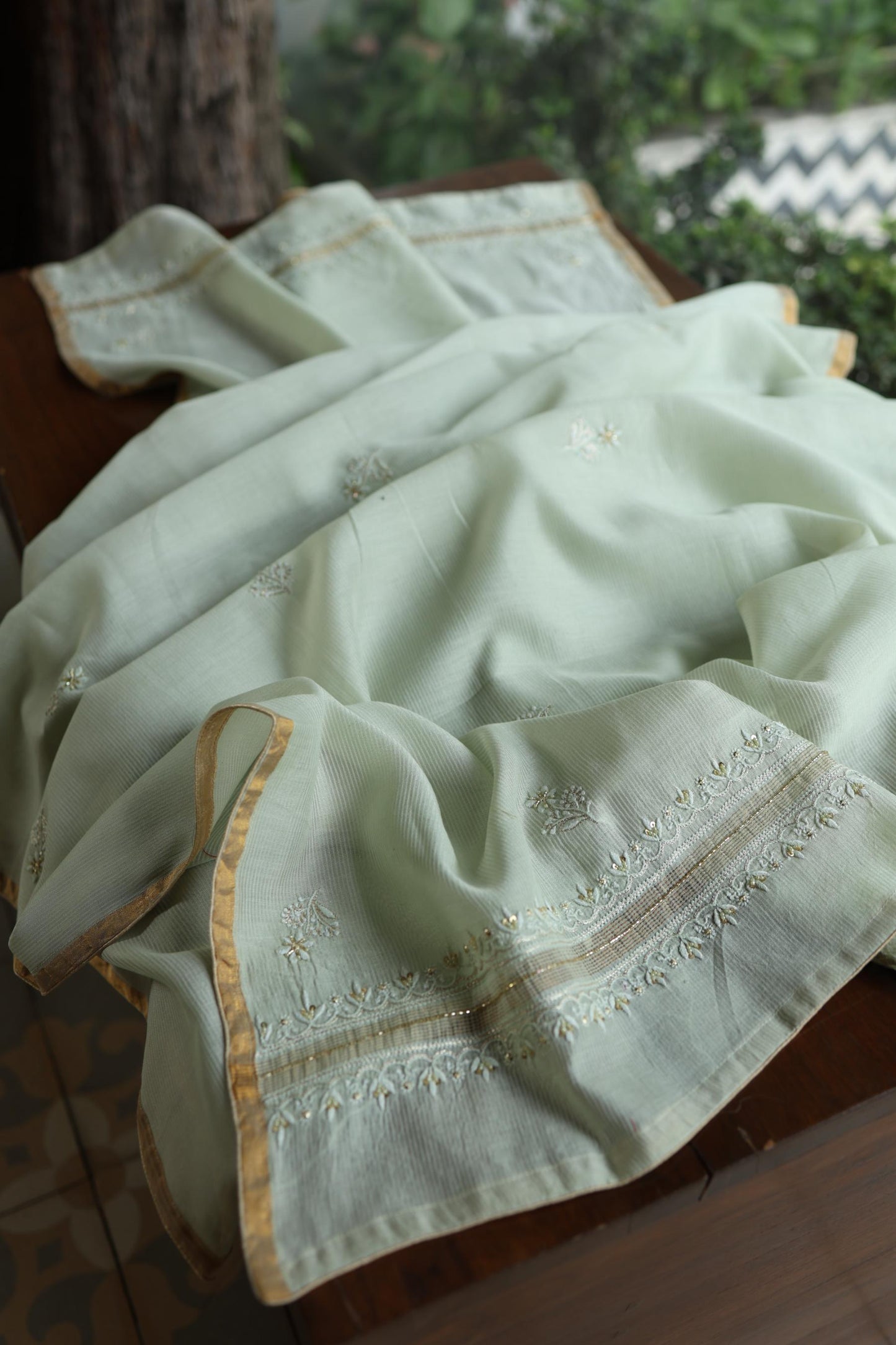 Mint Green Shade Rasm Maheshwari Highlights Fabric