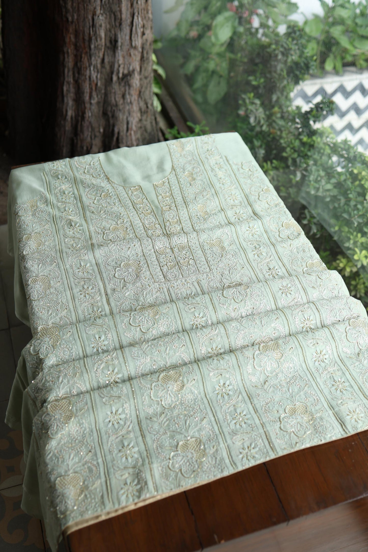 Mint Green Shade Rasm Maheshwari Highlights Fabric