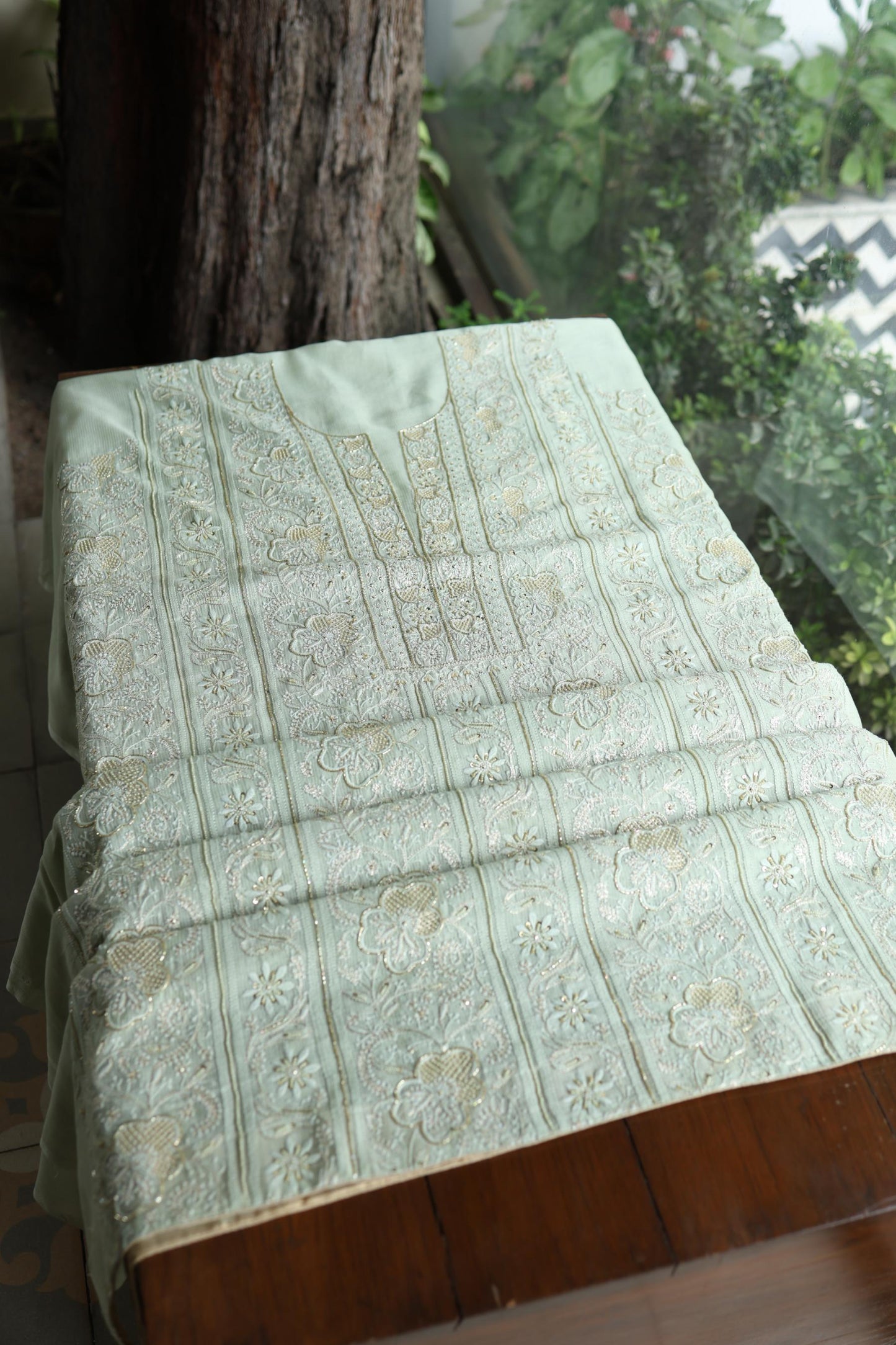 Mint Green Shade Rasm Maheshwari Highlights Fabric
