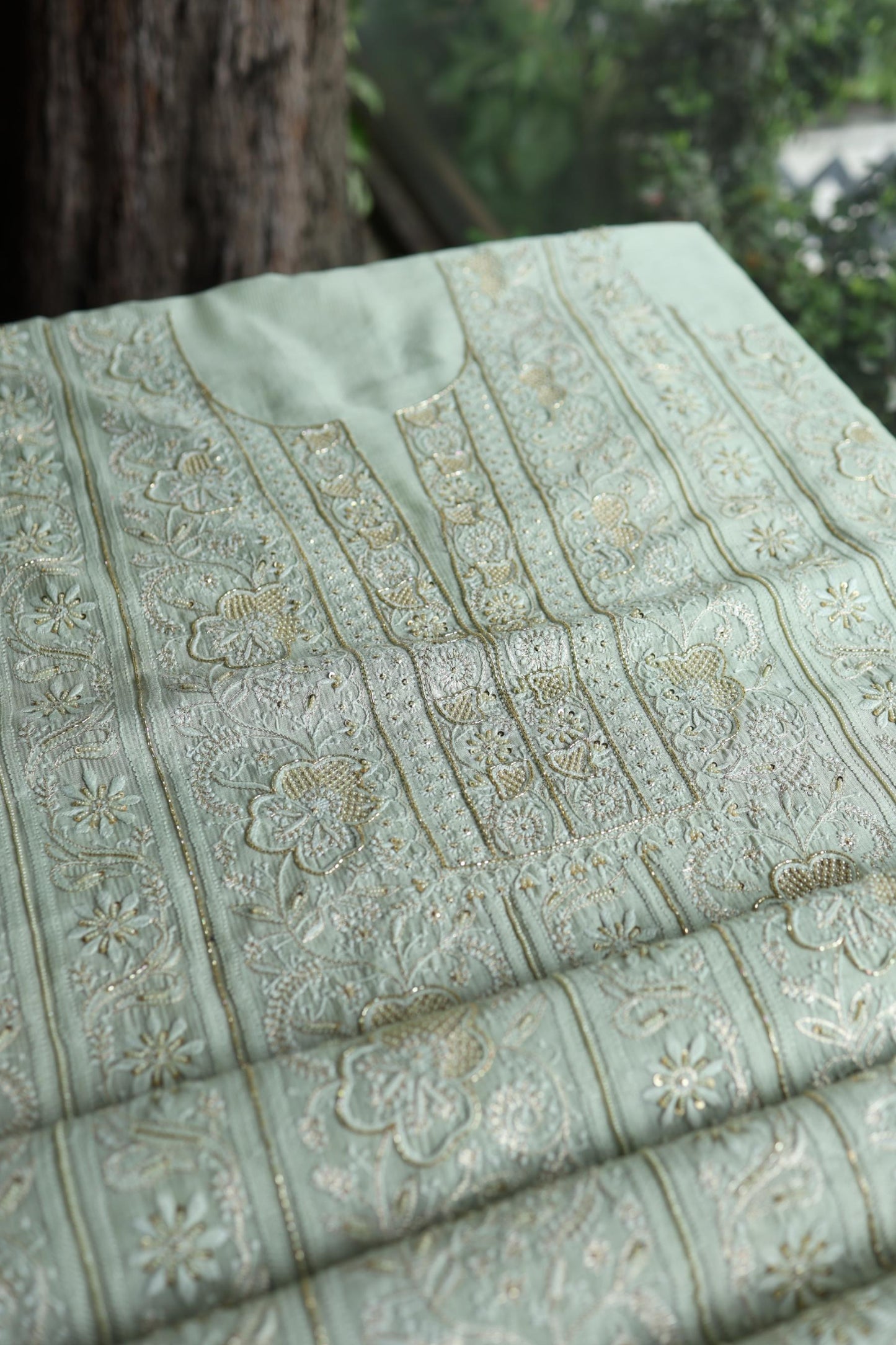 Mint Green Shade Rasm Maheshwari Highlights Fabric