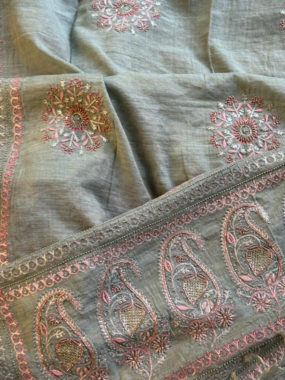 Mint Green Tissue Silk Fine Chikankari Boota Dupatta
