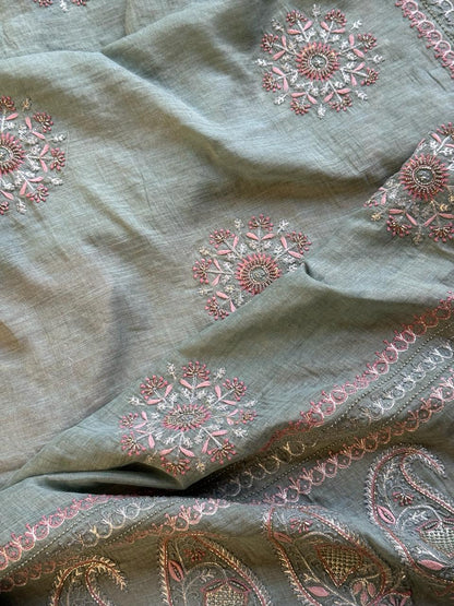 Mint Green Tissue Silk Fine Chikankari Boota Dupatta