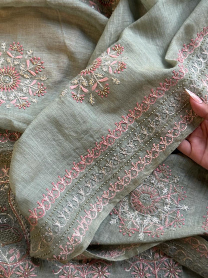 Mint Green Tissue Silk Fine Chikankari Boota Dupatta