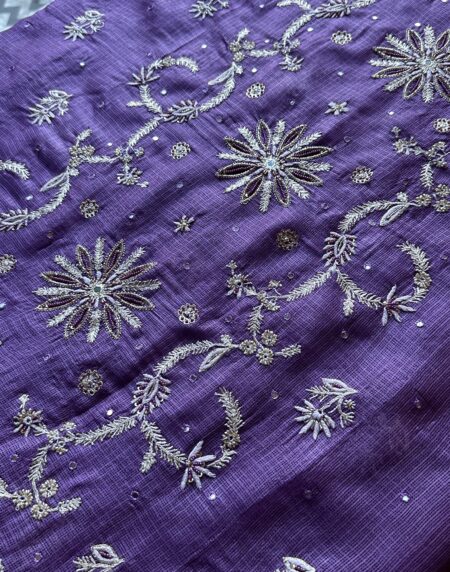 Mirror work Tussar Kota Chikankari Kurta set fabric