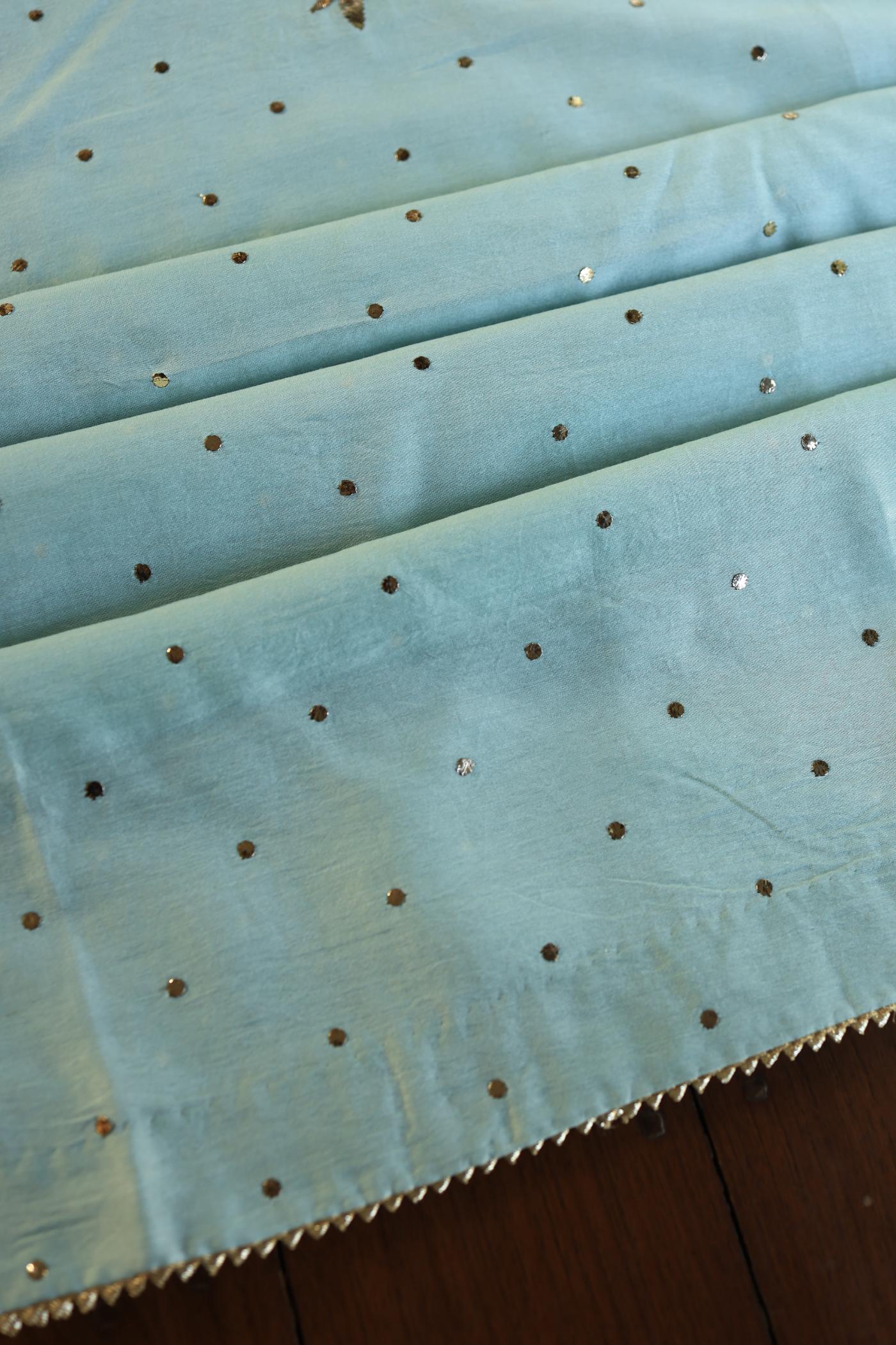 Mist Grey Shade Chanderi Silk Mukaish Badla Unstitched Fabrics