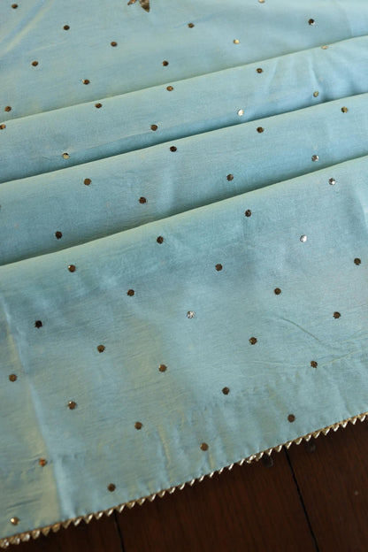 Mist Grey Shade Chanderi Silk Mukaish Badla Unstitched Fabrics