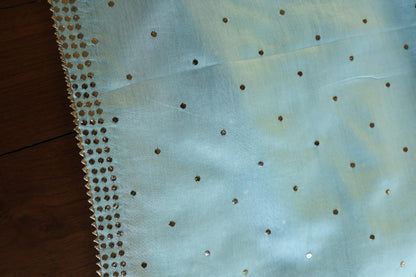 Mist Grey Shade Chanderi Silk Mukaish Badla Unstitched Fabrics