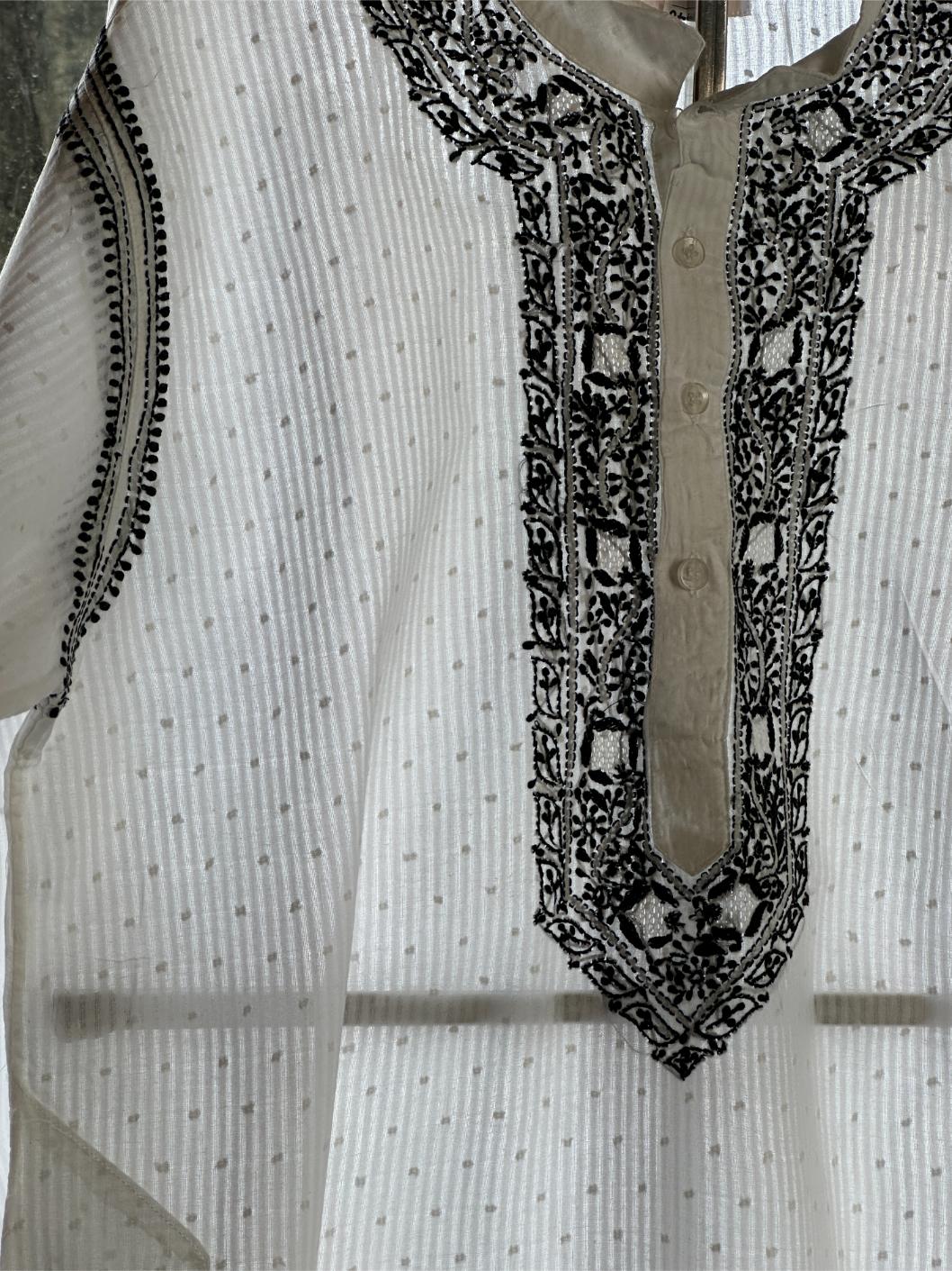 Monochrome Cotton Chikankari Men's Kurta