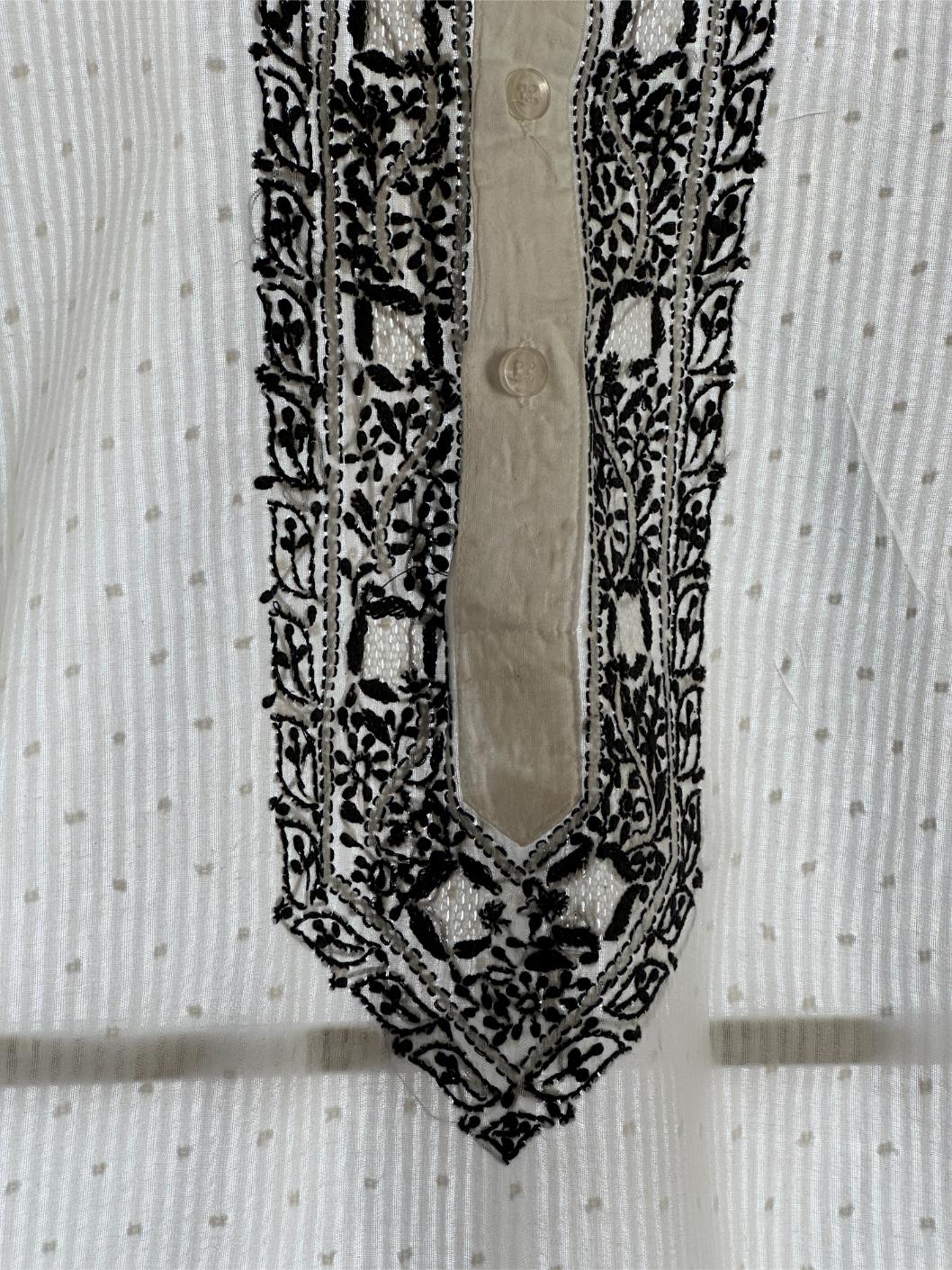 Monochrome Cotton Chikankari Men's Kurta