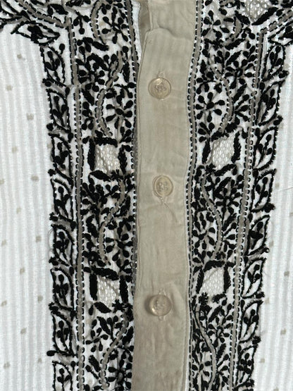 Monochrome Cotton Chikankari Men's Kurta