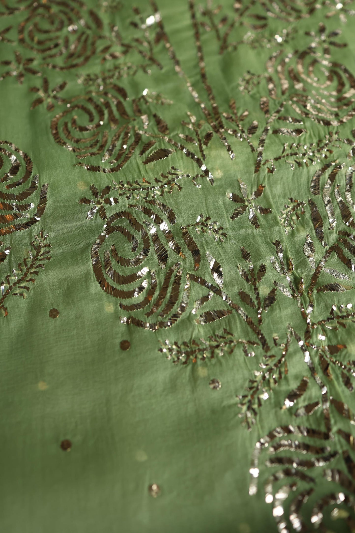 Moss Green Shade Noor Organza Silk Badla Unstitched Kurta Dupatta Set