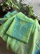 Moss Green Shade Kota Chikankari Unstitched Fabrics
