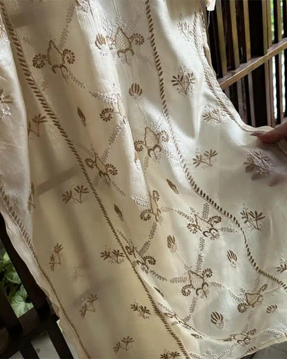 Mulberry Silk Resham Chikankari Kurta