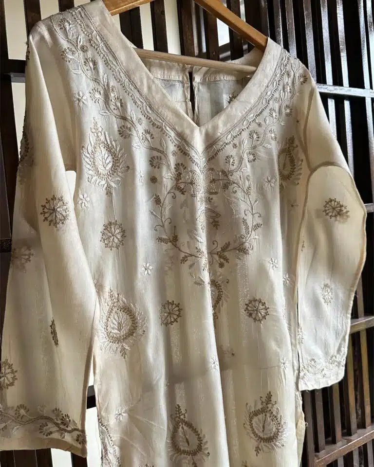 Mulberry Silk Resham Chikankari Kurta