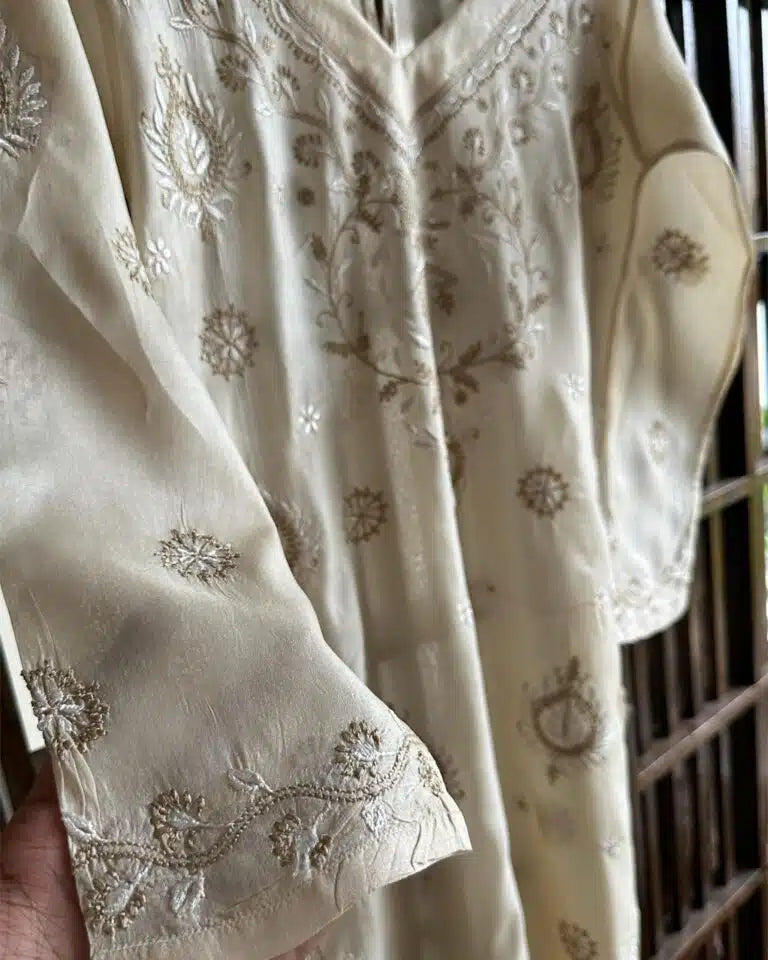 Mulberry Silk Resham Chikankari Kurta