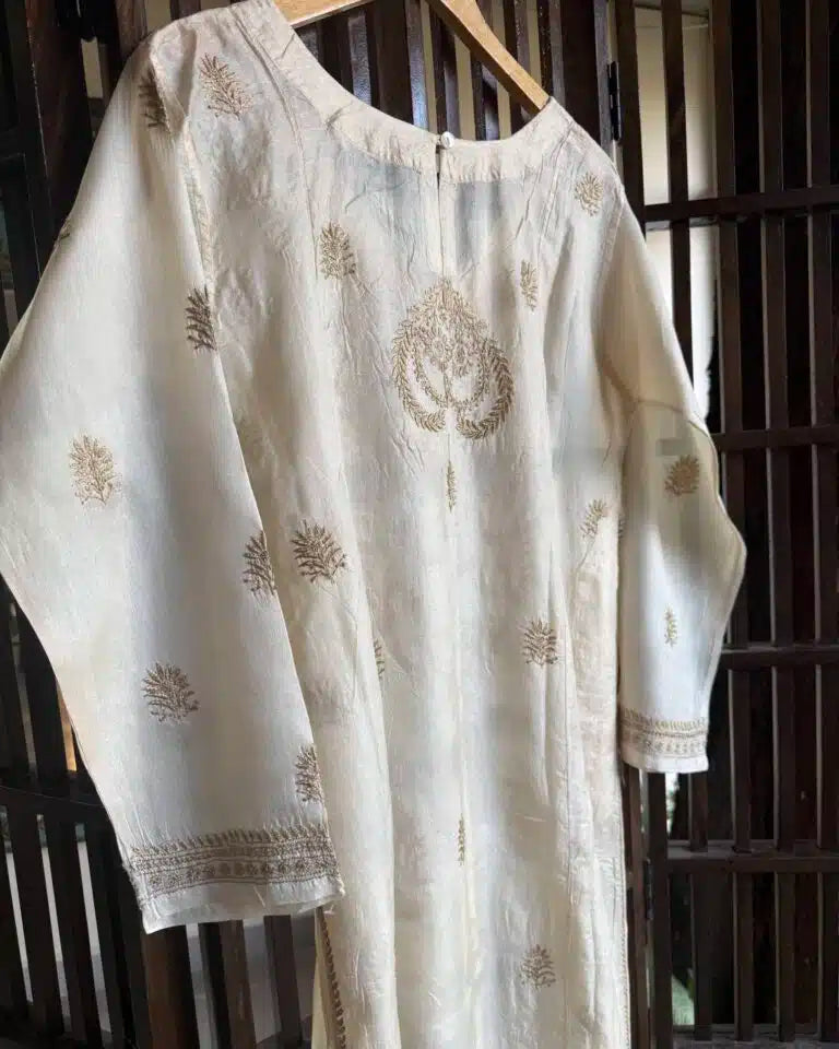 Mulberry Silk Resham Chikankari Kurta