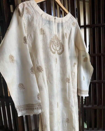 Mulberry Silk Resham Chikankari Kurta