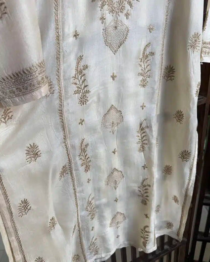 Mulberry Silk Resham Chikankari Kurta