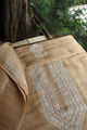 Mushroom Beige Shade Mulmul Chikankari Unstitched Men's Kurtas Fabric