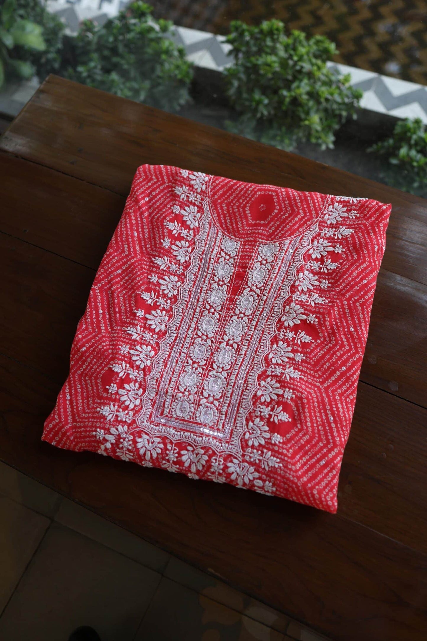 Muslin Chikankari Unstitched Kurta Fabric