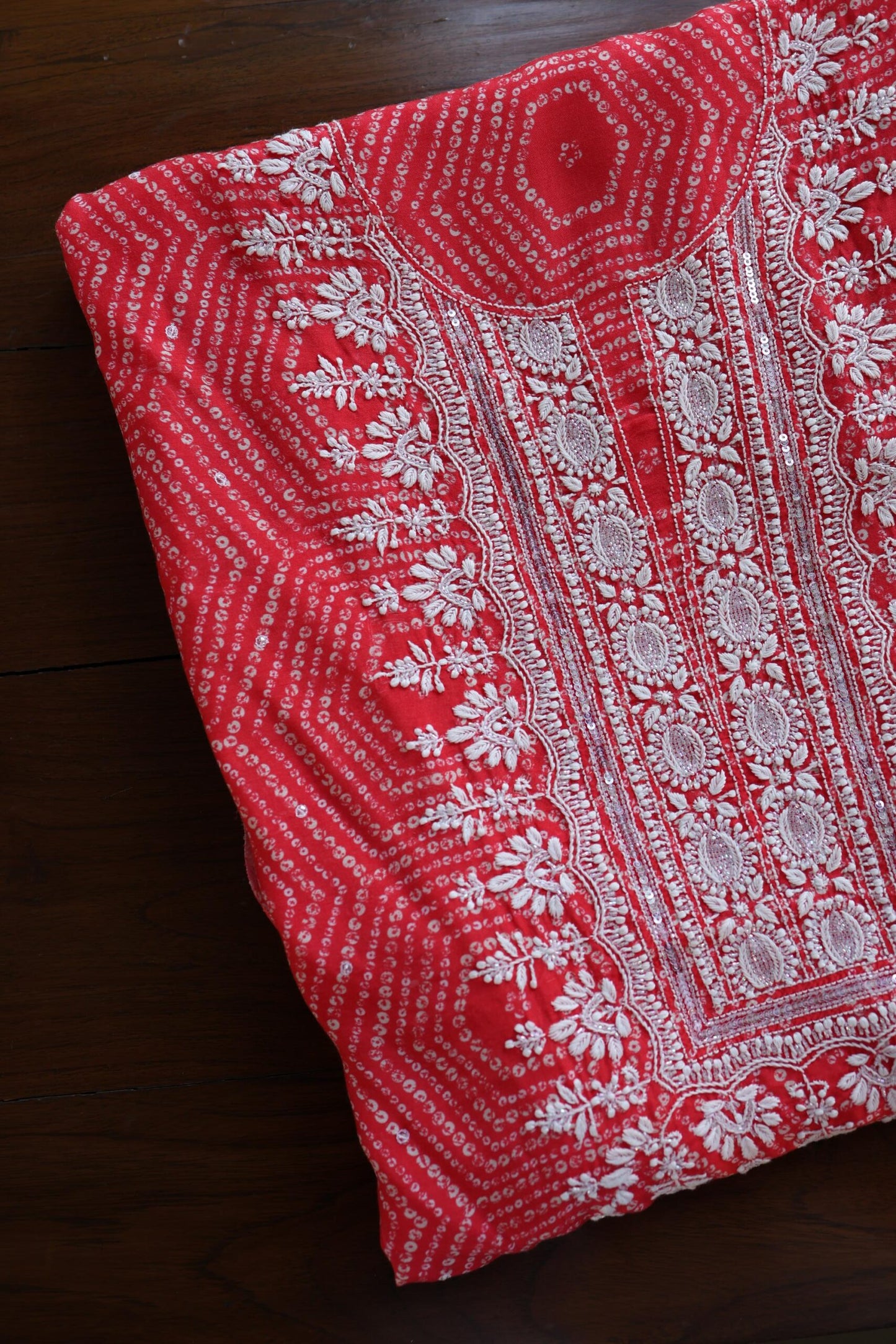 Muslin Chikankari Unstitched Kurta Fabric