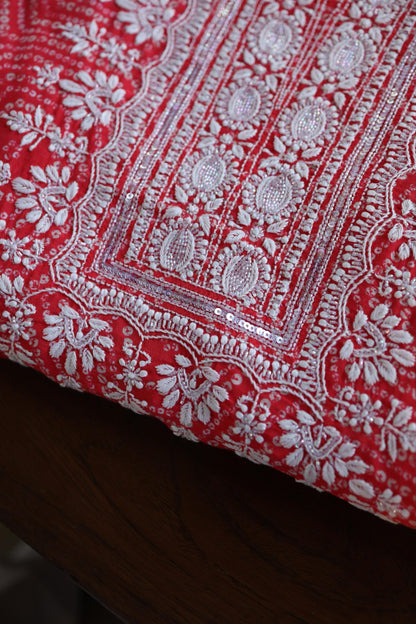 Muslin Chikankari Unstitched Kurta Fabric