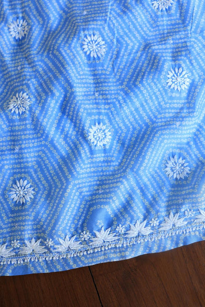 Blue Muslin Chikankari Unstitched Women's Kurta Fabric