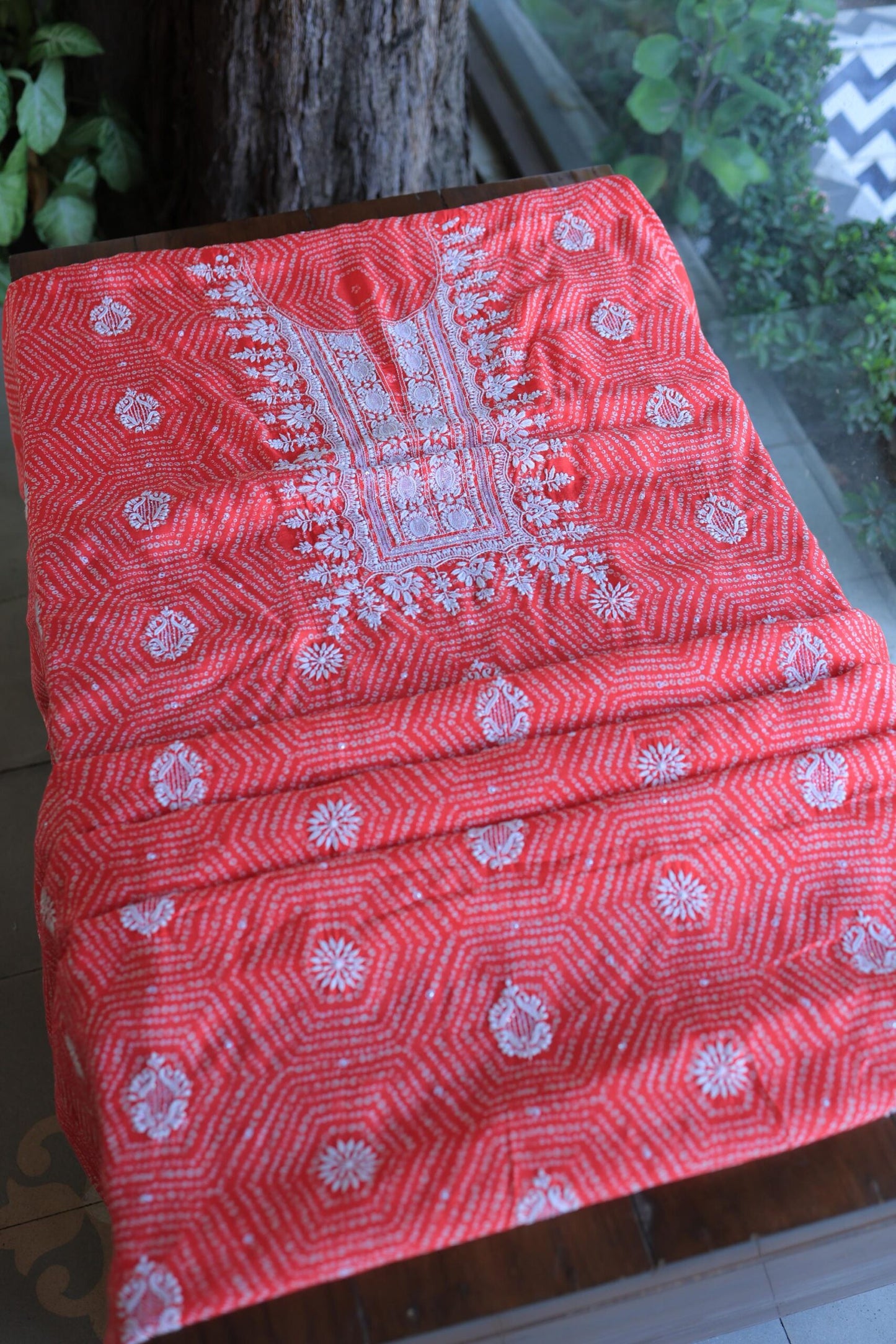 Muslin Chikankari Unstitched Kurta Fabric