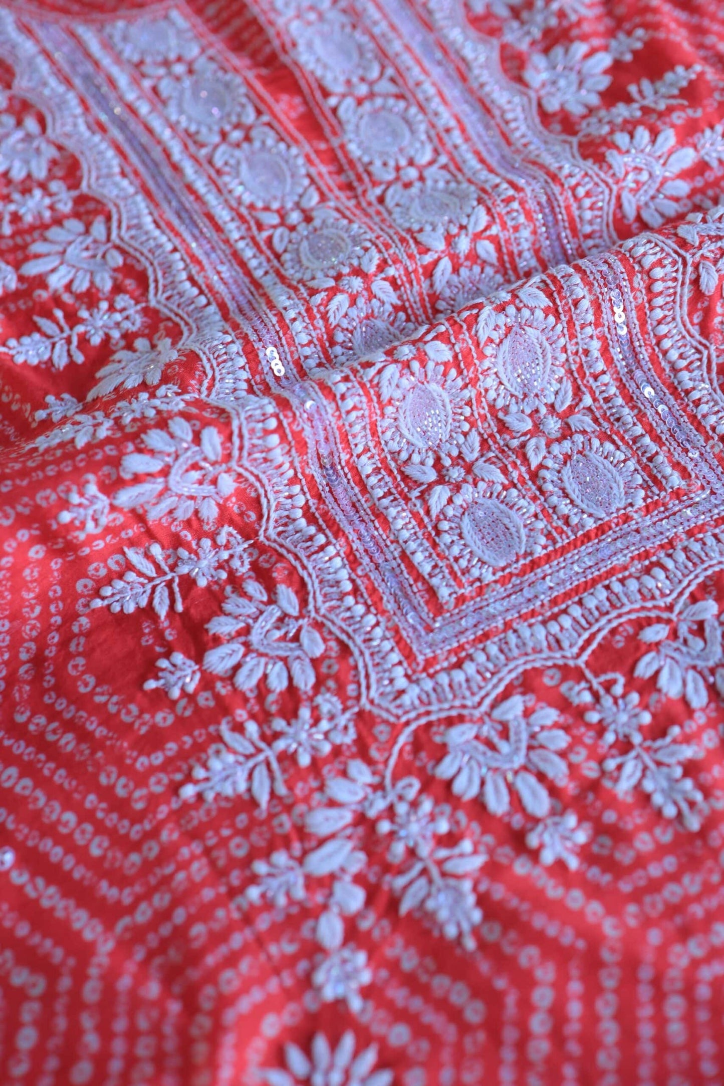 Muslin Chikankari Unstitched Kurta Fabric