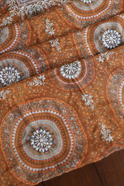 Gold Yellow Muslin Chikankari Kurta Fabric