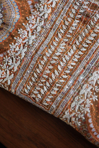 Gold Yellow Muslin Chikankari Kurta Fabric