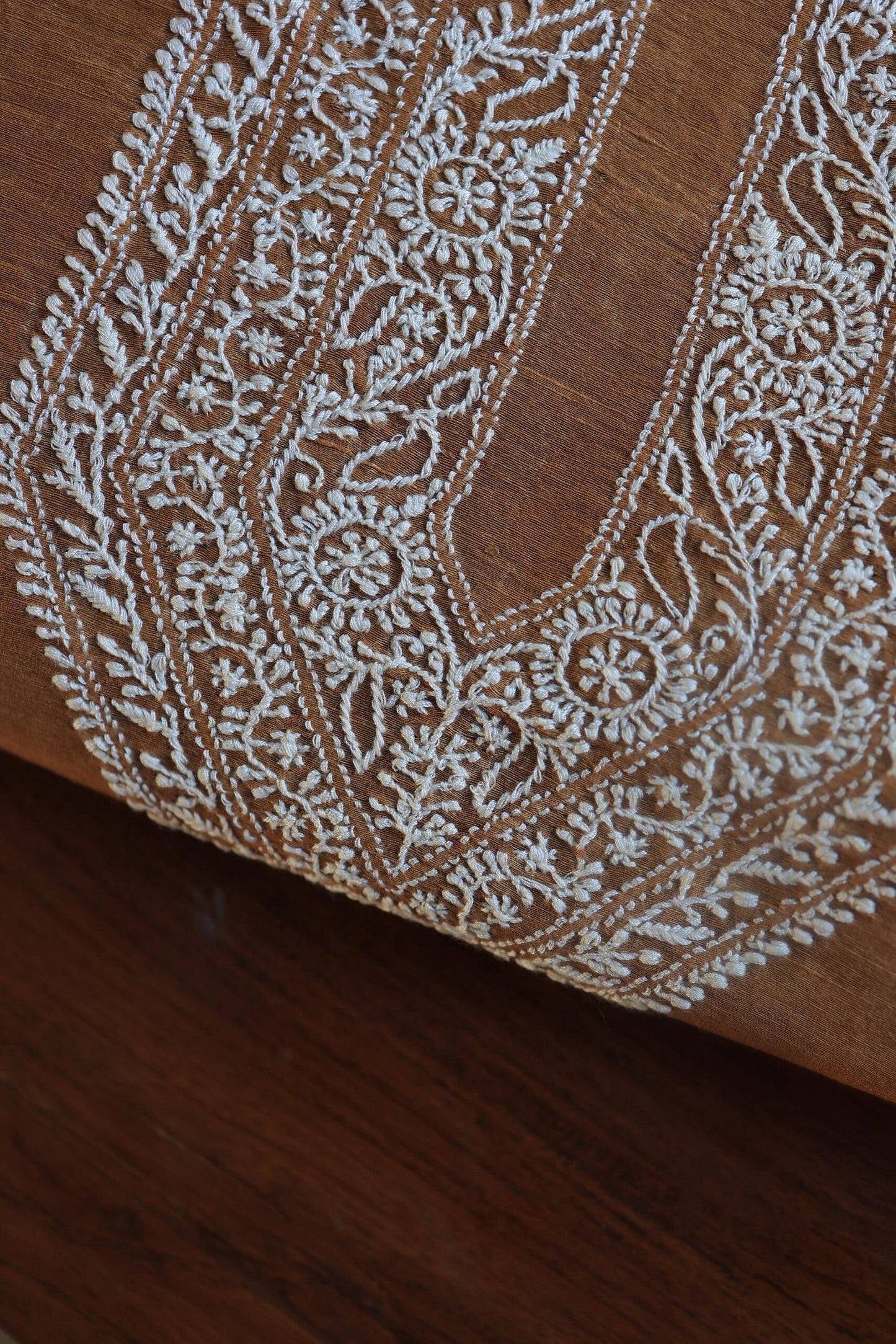 Mustard Linen Chikankari Unstitched Men's Kurtas Fabric