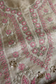 Natural Beige Chikankari & Mukaish Kamdani Unstitched Kurta Dupatta Set