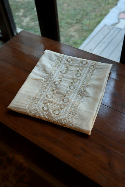 Natural Beige Moonga Silk Chikankari Men’s Kurta Fabric