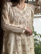 Natural Beige Shade Mulberry Silk Resham Chikankari Kurta