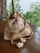 Natural Beige Shade Raw Silk Chikankari Polti Bag