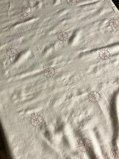 Natural Beige Shade Saman Pashmina Resham Thread Fine Chikankari Shawl