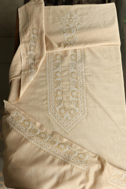 Natural Beige Shade Unisex Chikankari Bengal Muslin Kurta