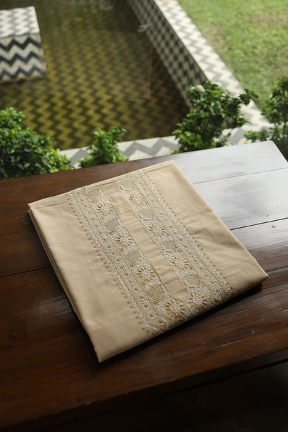 Natural Beige Shade Unisex Chikankari Bengal Muslin Kurta