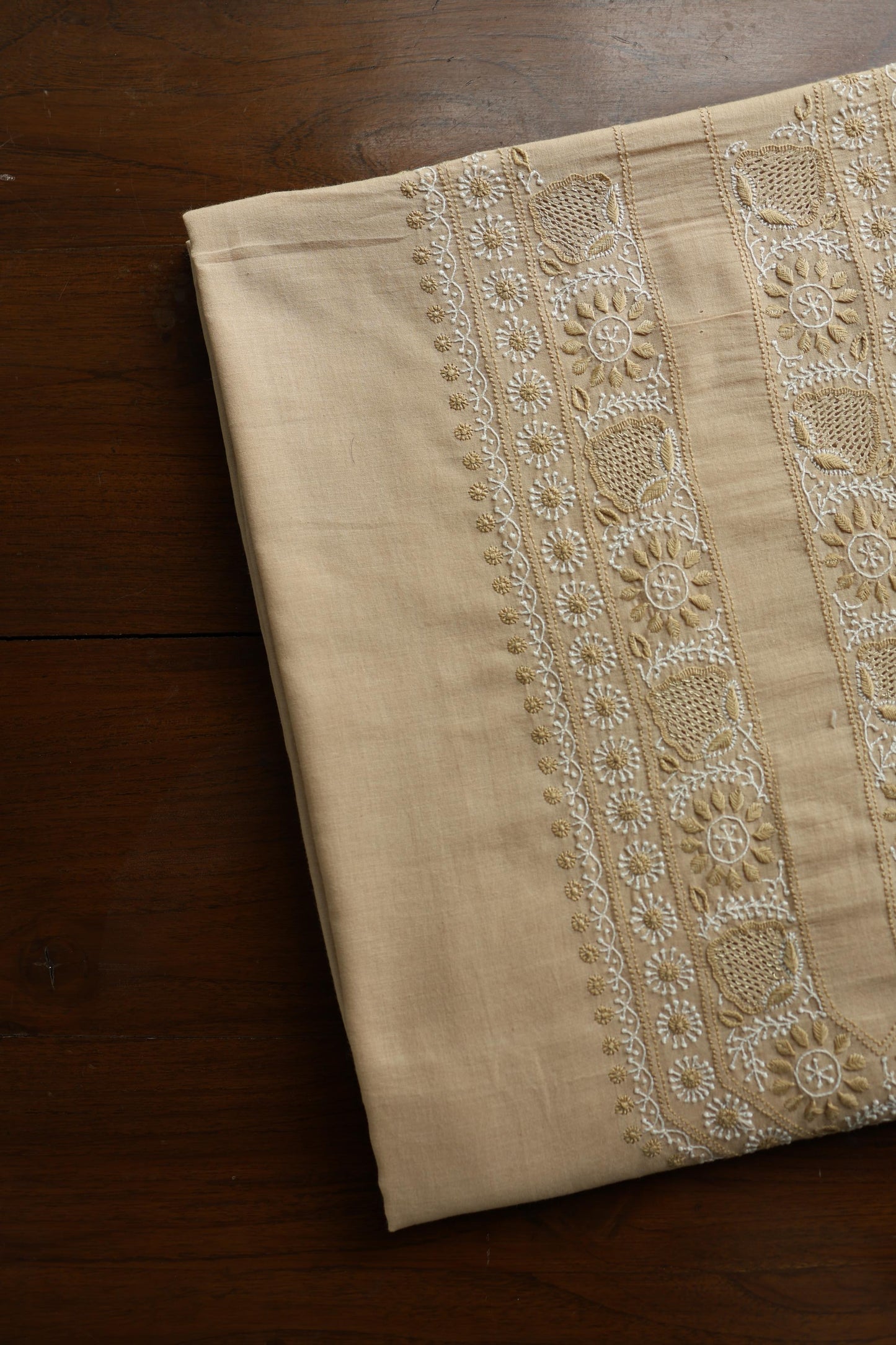 Natural Beige Shade Unisex Chikankari Bengal Muslin Kurta