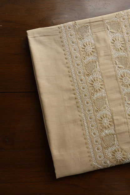 Natural Beige Shade Unisex Chikankari Bengal Muslin Kurta