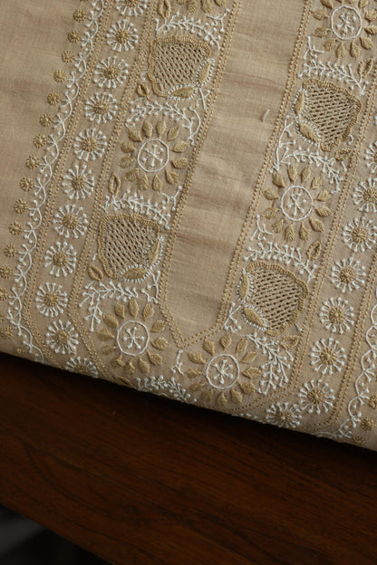 Natural Beige Shade Unisex Chikankari Bengal Muslin Kurta