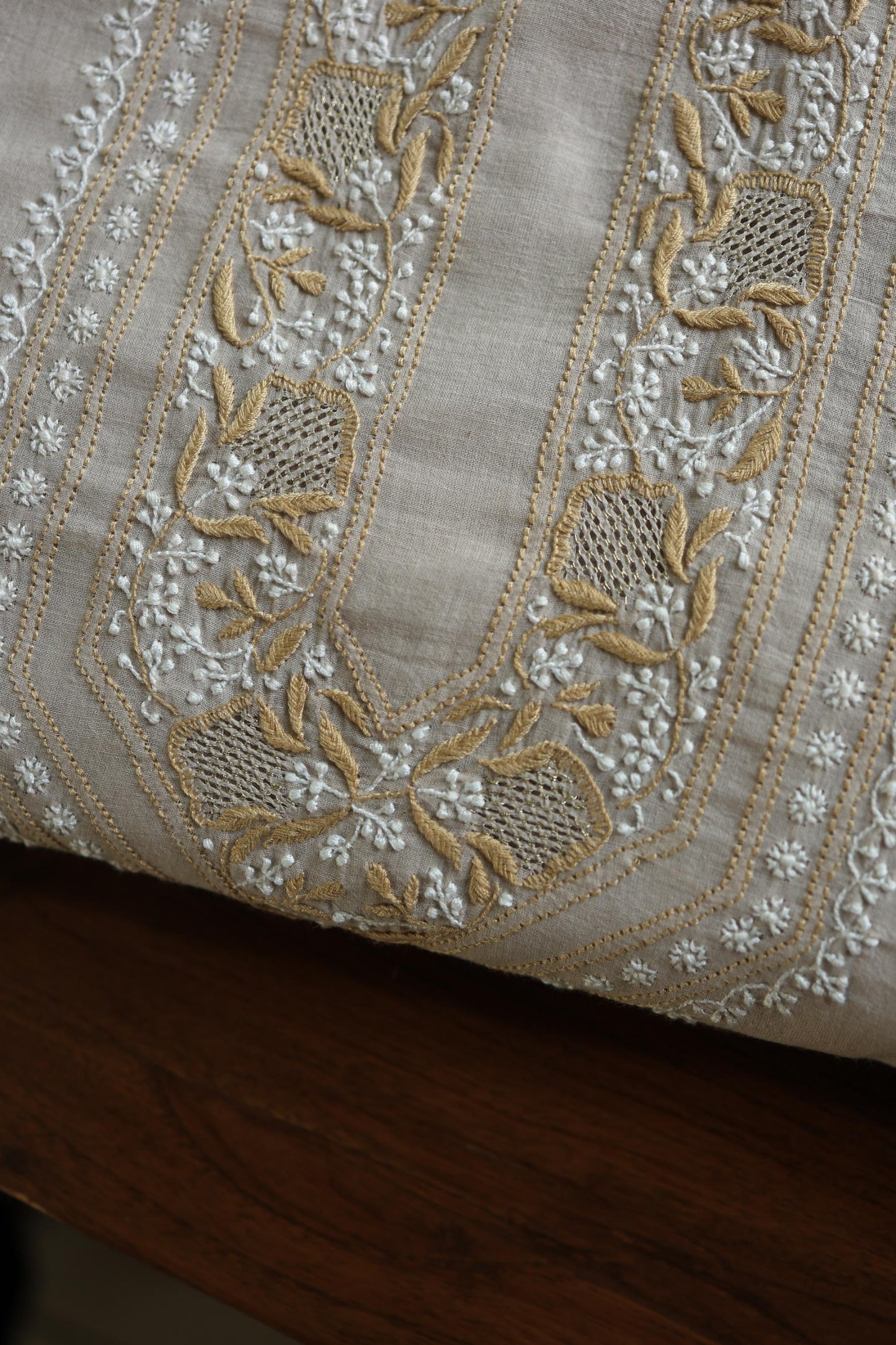 Natural Beige Shade Unisex Chikankari Bengal Muslin Kurta