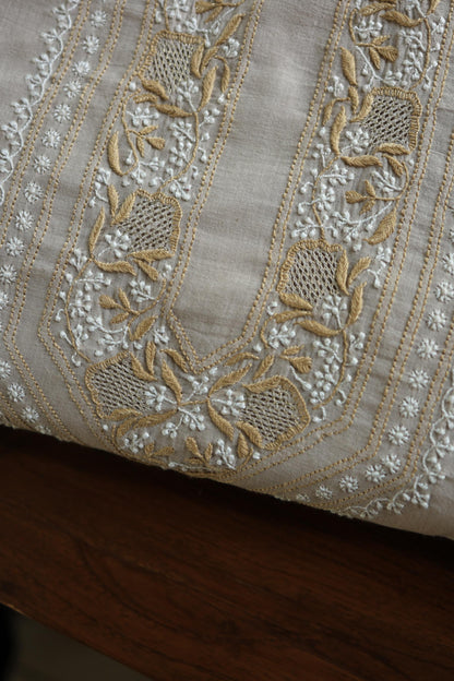 Natural Beige Shade Unisex Chikankari Bengal Muslin Kurta