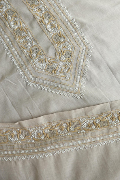 Natural Beige Shade Unisex Chikankari Bengal Muslin Kurta