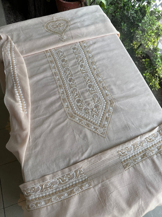 Natural Beige Shade Unisex Chikankari Bengal Muslin Kurtas