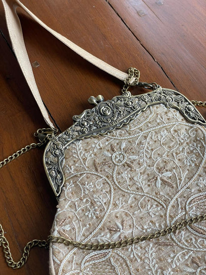 Natural Beige Shade | Vintage Ari Mukaish Sling Bags