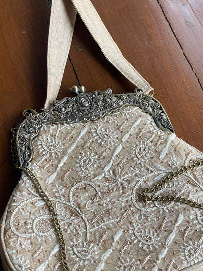 Natural Beige Shade | Vintage Ari Mukaish Sling Bags