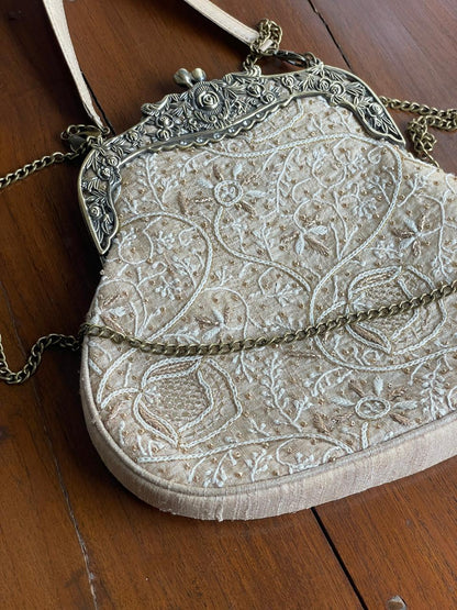 Natural Beige Shade | Vintage Ari Mukaish Sling Bags