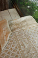 Natural Beige Tussar Silk All Over Front Chikankari Men’s Kurta Fabric